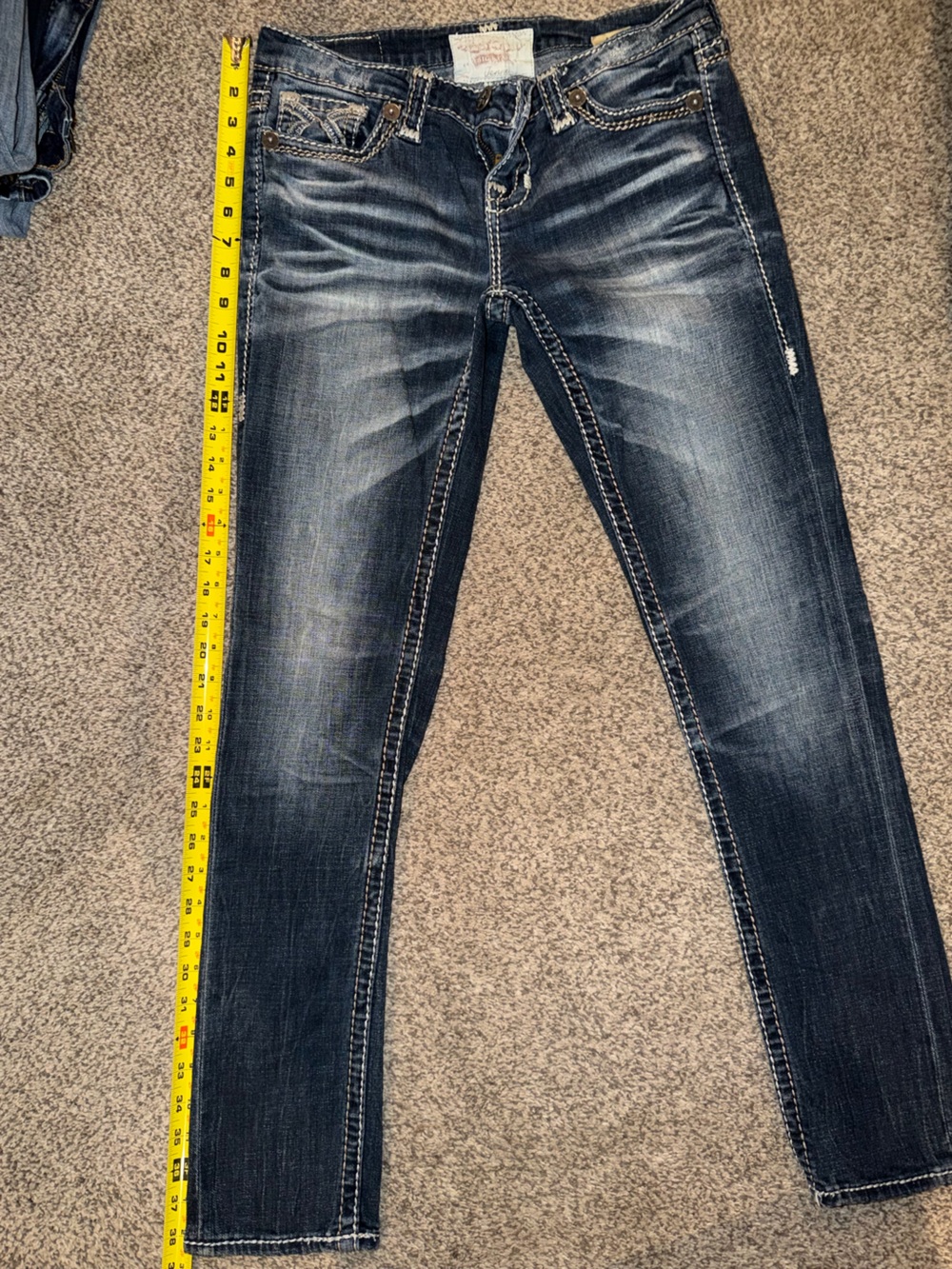 Big Star “Jeane” Dark Indigo Slim Jeans with Contrast Stitching